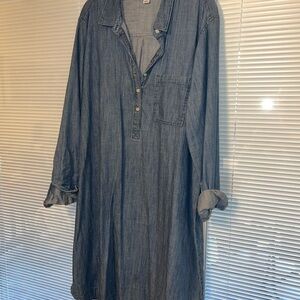 Old Navy Blue Polo Collar Long Sleeve Dress